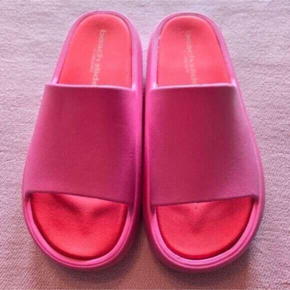Beach Slides by J/Slides Fuchsia/Red Eva Squish - Picture 1 of 4